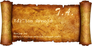Tálos Arnold névjegykártya