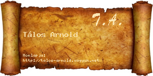 Tálos Arnold névjegykártya
